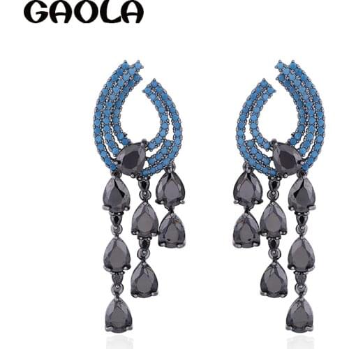GAOLA Women Jewelry Lovely Geometric Earring Waterdrop Shape Cubic Zirconia Dangle Earrings