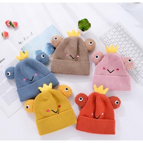 Baby Boys Girls Winter Warm Knit Hat Infant Toddler Kids Cute Frog Beanie Cap