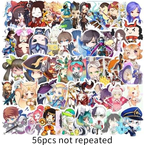10/56Pcs/Set Arena Of Valor: 5v5 Arena Game stickers Skateboard Fridge Laptop Motorcycle Luggage Graffiti Waterproof Kid Sticker
