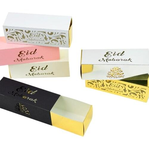 10pcs Black Eid Mubarak Boxes Ramadan Kareem Favors Gift Box Candy Boxes Happy Eid Decorations for Home Islamic Muslim Festival