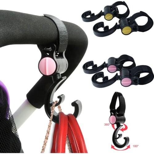 2Pcs Baby Stroller Accessories Baby Hanger Baby Bag Stroller Hooks Velcro Pram Rotate 360 Degree Cart Hook Accessories