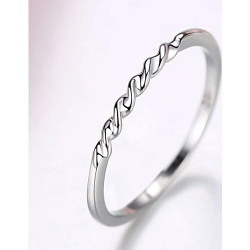 2020 Simple 925 Sterling Silver Twist Ribbon Wrap Wave Finger Ring for Womens Jewelry And Party