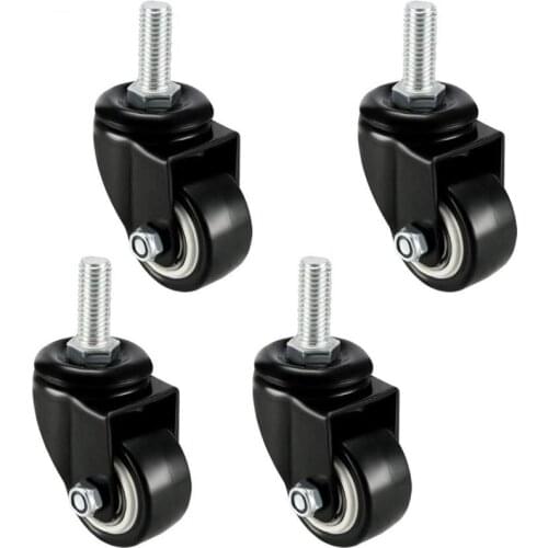 4Pcs Heavy Duty 1.5" Swivel Caster Wheels M10x25mm Threaded Stem Trolley Furniture Caster