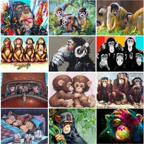 5D DIY Diamond Painting Monkey Animals Cross Stitch Kit Embroidery Diamond Mosaic Rhinestone Art Picture Home Decor Gift