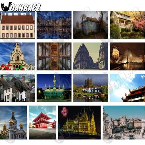 House Design 5D Diy Diamond Painting City Architecture Landscape Round Diamond Art Inlaid Home Room Wall Decoration Accessories