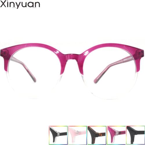 CP018 XINYUAN Round pink Spectacles Classic Transparent Round Frame Women Clear Lens Myopia Glasses Vintage Eyeglasses Optical