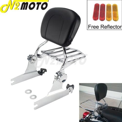 For Harley Softail Deluxe FLSTN Chrome Rear Sissy Bar Luggage Rack Backrest Detachable 2005-2015