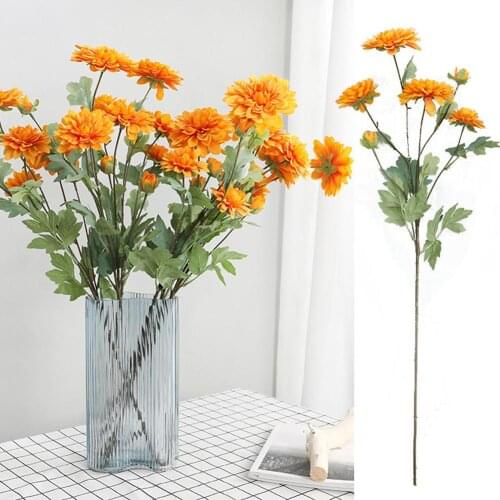 1Pc 6-Head Artificial Fake Flower Non-woven Cloth Bendable Dahlia Flower Wedding Party Home Desktop Decoration Table Ornament