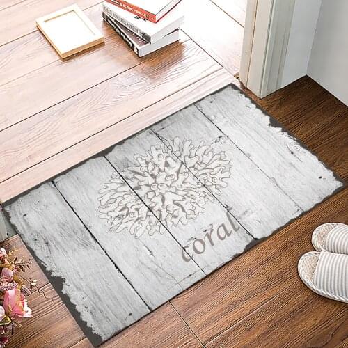 Wood Grain Coral Retro Doormat Kitchen Living Room Floor Rug Bathroom Non-slip Foot Mat Entrance Hall Welcome Carpet