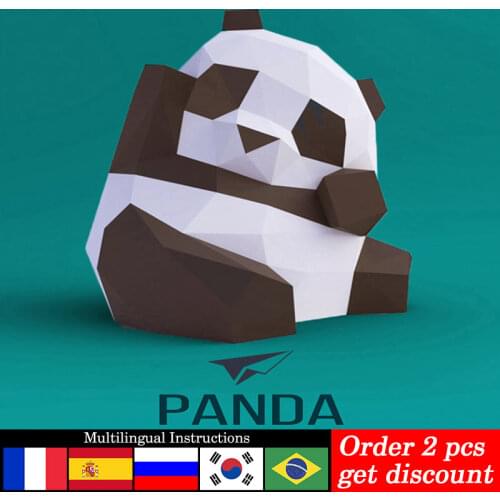 Cute Panda Animal Decor Home Decoration Paper Model Ornaments,Low Poly 3D Papercraft,Handmade DIY Origami Adult Craft Toy RTY211
