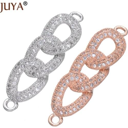 Diy fashion bracelets necklace earrings jewellery accessories findings luxury CZ Crystal charms connectors for jewelry making