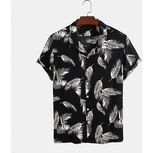 Mens Lapel Hawaiian Striped Printed Short Sleeve Shirt Summer Fashion Casual High Quality Shirt Mens Top 2021