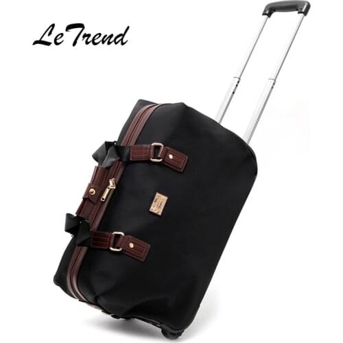 Letrend Men Hand Travel Bag Oxford Trolley Rolling Luggage Castere Women Business large capacity Suitcase Wheels Cabin Trunk