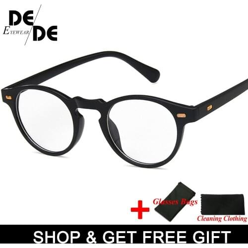 New Vintage Round Clear Glasses Women Transparent Lens Glasses Frame Ladies Optical Eyeglasses Frame Men Unisex Gift