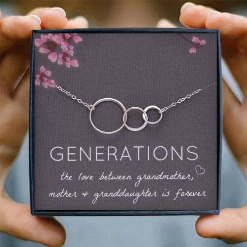 Generations Necklace Women gifts for Grandma Mom Granddaughter Choker Necklaces Mothers Day Jewelry Birthday Gift collares