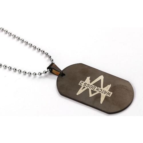 Hot Game Watch Dogs 2 Necklace Dedsec Dog Tag Fashion Beads Chain Pendant fans Gift Men Women Necklaces Jewelry