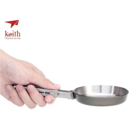 Keith 140ml Titanium Mini Egg Frying Pan Portable With Folding Handle Cookware Hiking Camping Picnic Tableware Ti6032