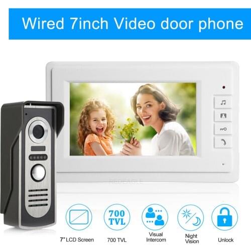 REDEAGLE Home Color Video Door Phone Intercom 7 inch Monitor Night Vision Camera Video Doorbell Intercom Kit