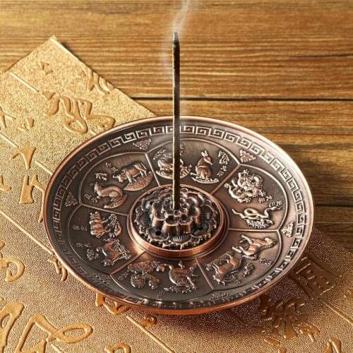 Retro Copper Dragon Lotus Incense Burner Holder Joss Stick Tibetan Incense Censer Aroma Sticks Disc Aromatherapy Home Decor