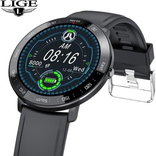 LIGE smart Watch Men Full-screen touch operation for Android ios iPhone Heart rate waterproof health Sports smartwatch Women