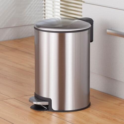 Stainless Steel Modern Trash Bin For Recycling Bins Bedroom Trash Can Rangement Luxury Cuisine Household Cleaning Tools BD50WB