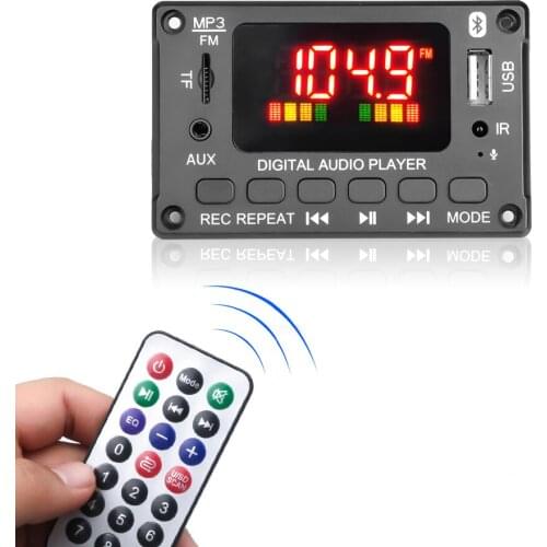 7V-26V2*40W Amplifier MP3 Decoder Board Color Screen Bluetooth V5.0 Car MP3 Player USB Recording Module FM AUX Radio For Speaker