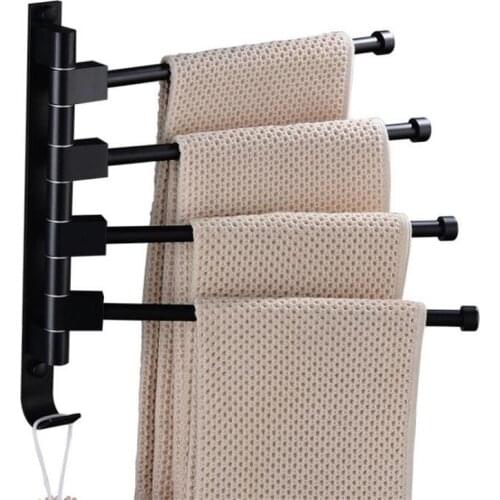 Bathroom Towel Rack Rotatable Towel Holder Wall Mounted Aluminum Alloy Towel Hanger Kitchen Shelf Bathroom Accessories