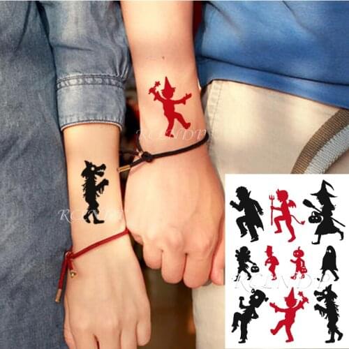 Waterproof Temporary Tattoo Sticker Cartoon Halloween Design Big Body Art Flash Tatoo Fake Tatto Stickers for Kids Men Women