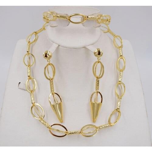 Fashion Jewelry 2020 Round Long Chain Necklace Earrings Womens Jewelry Sets High Quality For Party Anniversary