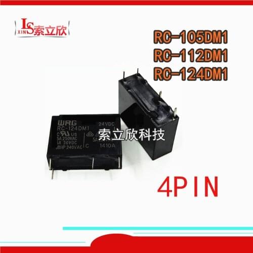 10PCS/lot 100%Original New Relay RC-105DM1 5VDC RC-112DM1 12VDC RC-124DM1 24VDC RC 105DM1 4PIN 5A Normally open