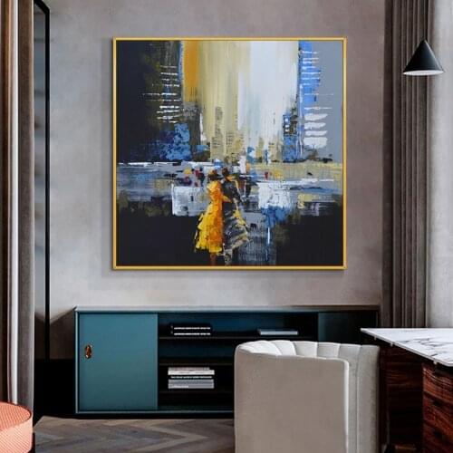 100% Handmade Abstract Oil Painting Hand Made Couples Simple Abstract Wall Art Modern Home Hotel Office Decoration Art No Frame