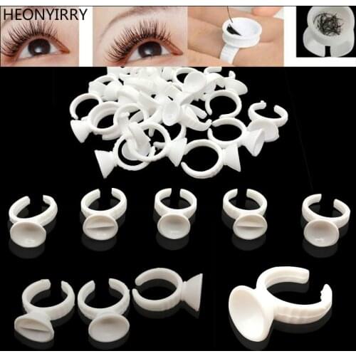 100Pcs Adhesive Beauty Makeup Disposable Glue Holder Ring Pallet for Eyelash Extension Tattoo Pigment