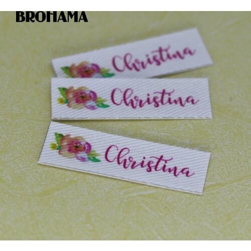 120 pieces Custom logo labels, Name iron on label, Custom Clothing tags, Organic Cotton Labels