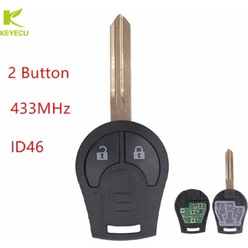 KEYECU 2 Button Remote Key Fob 433MHz ID46 Chip for NISSAN Micra K14 2010+ FCC: TWB1U761