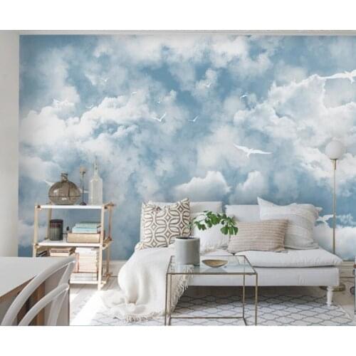 Milofi custom 3D mural wallpaper wall covering wolf totem snow mountain elk living room TV background wall decoration painting