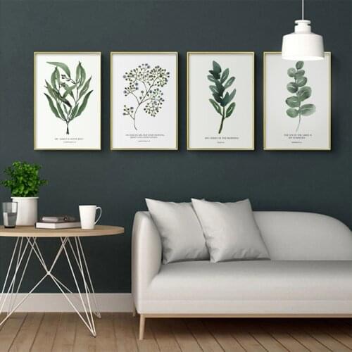 Abstract Botanical Green Plant Canvas Painting Bible Verse Print Christian Quote Poster Wall Art Picture for Living Room Decor