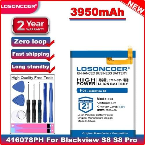 3950mAh 416078PH Good Quality Battery For Blackview S8 S8 Pro Mobile Phone li-ion Battery Free tools Stand Holder Stickers