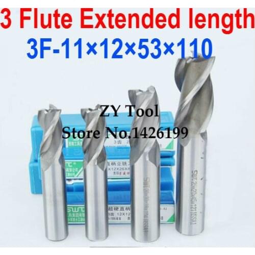Free shipping 2pcs 11mm 3 Flute HSS & Extended Aluminium End Mill Cutter CNC Bit Milling Machinery tools Cutting tools