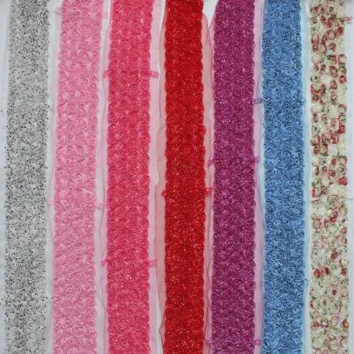 Free DHL 60y 7cm 4 Rows Printed Chiffon Flower Lace Trim For Baby Girls Headband Hair Bows DIY Clothing Dress Sewing Accessories