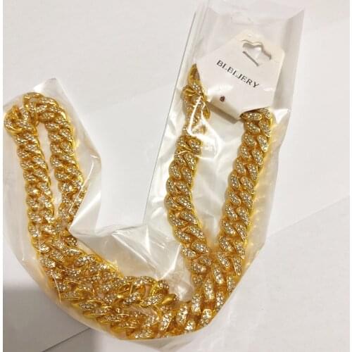 BLBLJERY Chain Necklace Chain Miami Cuban Chain Bracelet Iced Out Mens Rapper Necklaces Link Punk Hip Hop Jewelry