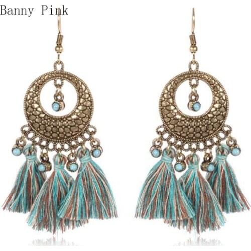 Bohemia Tassel Statement Dangle Earrings For Women Ethnic Geo Pendant Drop Earrings Fashion Jewelry Pendientes Chunky Earrings