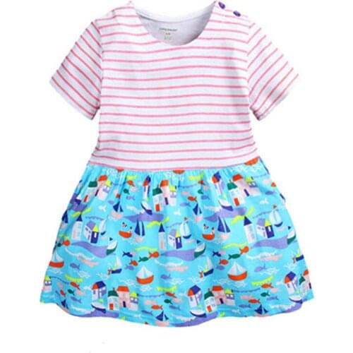 Baby Girls Stripes Dress Soft Cotton Princess Dresses Fashion Printed Pattern Kids Dress New Summer Childrens Clothing 1-6 Yrs