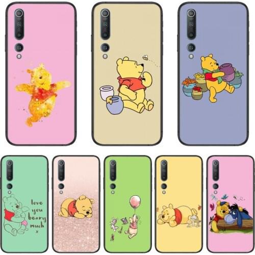 Disney Winnie Bear Phone Case For xiaomi mi11 5g 10 liti Ultra 9Pro SE 3 8 Note Anime Black Cover Silicone Back Pretty tpu