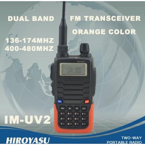 HIROYASU Orange Color IM-UV2 136-174MHz & UHF400-480MHz Dual Band 5W/3W 128CH FM 65-108MHz Portable Two-way Radio FM Transceiver