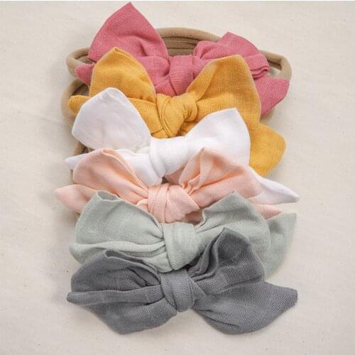 Cotton linen Nylon Elastic Baby Headdress Kids bowknot Turban tiara Baby girls Boys Hair Accessories Dropshipping