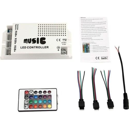 IR Music Sound Control Wireless Remote Control LED RGB 12-24V 24 Keys Led Controller Dimmable for 3528 5050 RGB Strip Lights
