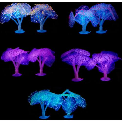 Simulation Fluorescent UnderWater Landscape Decor Coral Artificial Sucker Coral Plant Ornament Fish Tank Aquarium Accessories