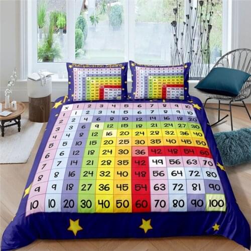Bedding Sets Luxury 3D Multiplication Suqure Print 2/3Pcs Comfortable Kids Duvet Cover Pillowcase Home Textile Queen/King Size