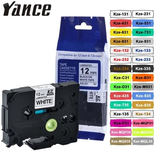 1 Pack Tze tape 12mm tze-231 tze231 Compatible For Brother P Touch printer black on white tze 221 label tape for brother printer