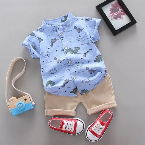 Summer Kids Toddler Boy Clothing Set Car Shirt Khaki Pants 1 2 3 Years Short Sleeve Cotton Suit Children Clothes Boys Outfit